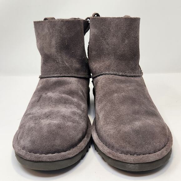 Ugg Women Classic Unlined Mini Boot Size 8 Gray Suede Ankle Bootie Slip On Shoes - Picture 3 of 9